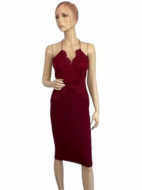 Debbie Dabble Lace Halter Dress Red Cocktail Party Size 10